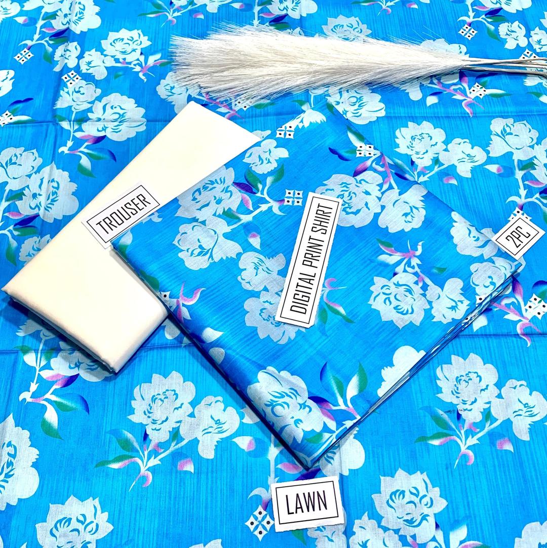 2 Pcs Women's Unstitched Digital Print Suit