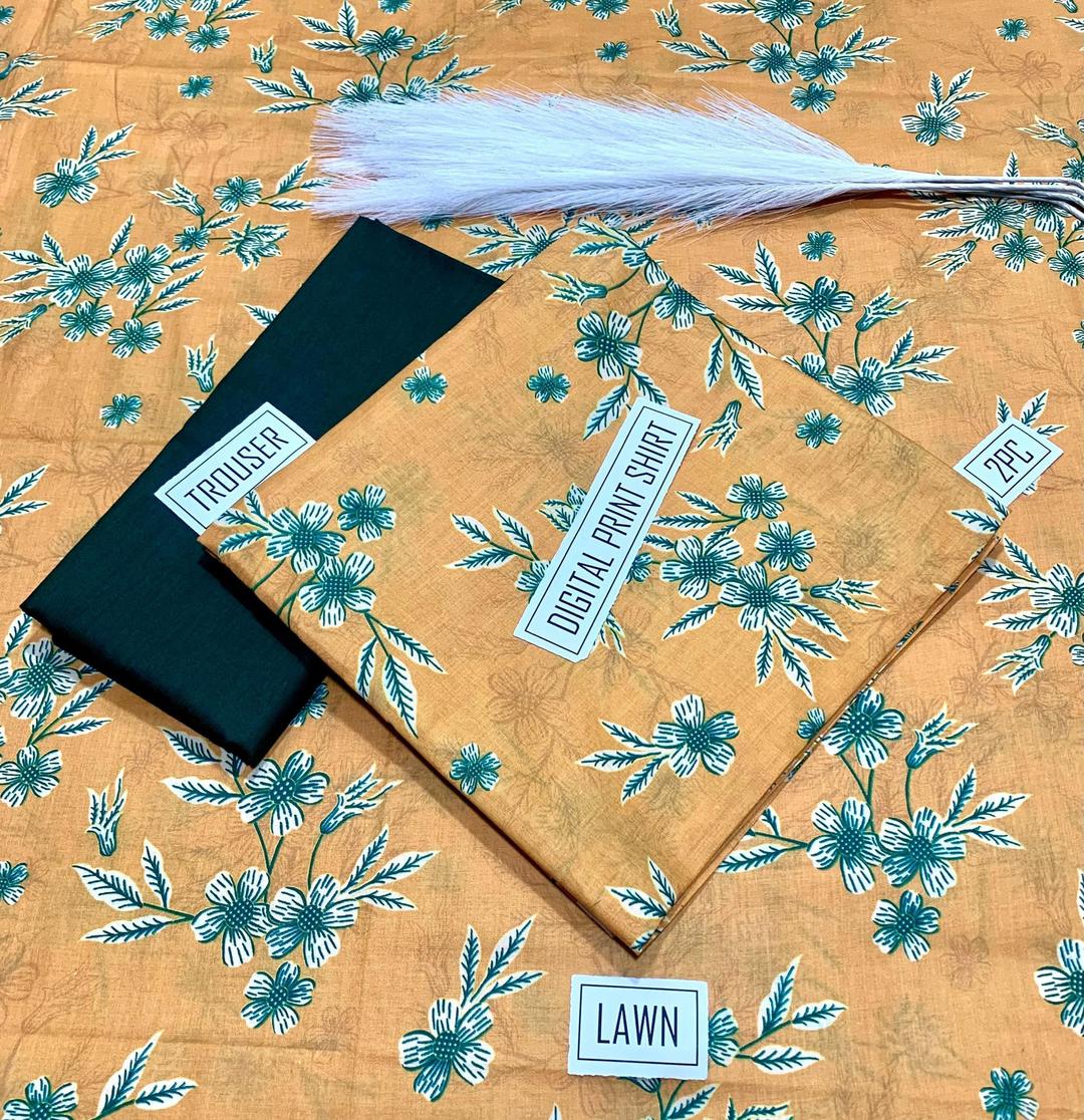 2 Pcs Women's Unstitched Digital Print Suit