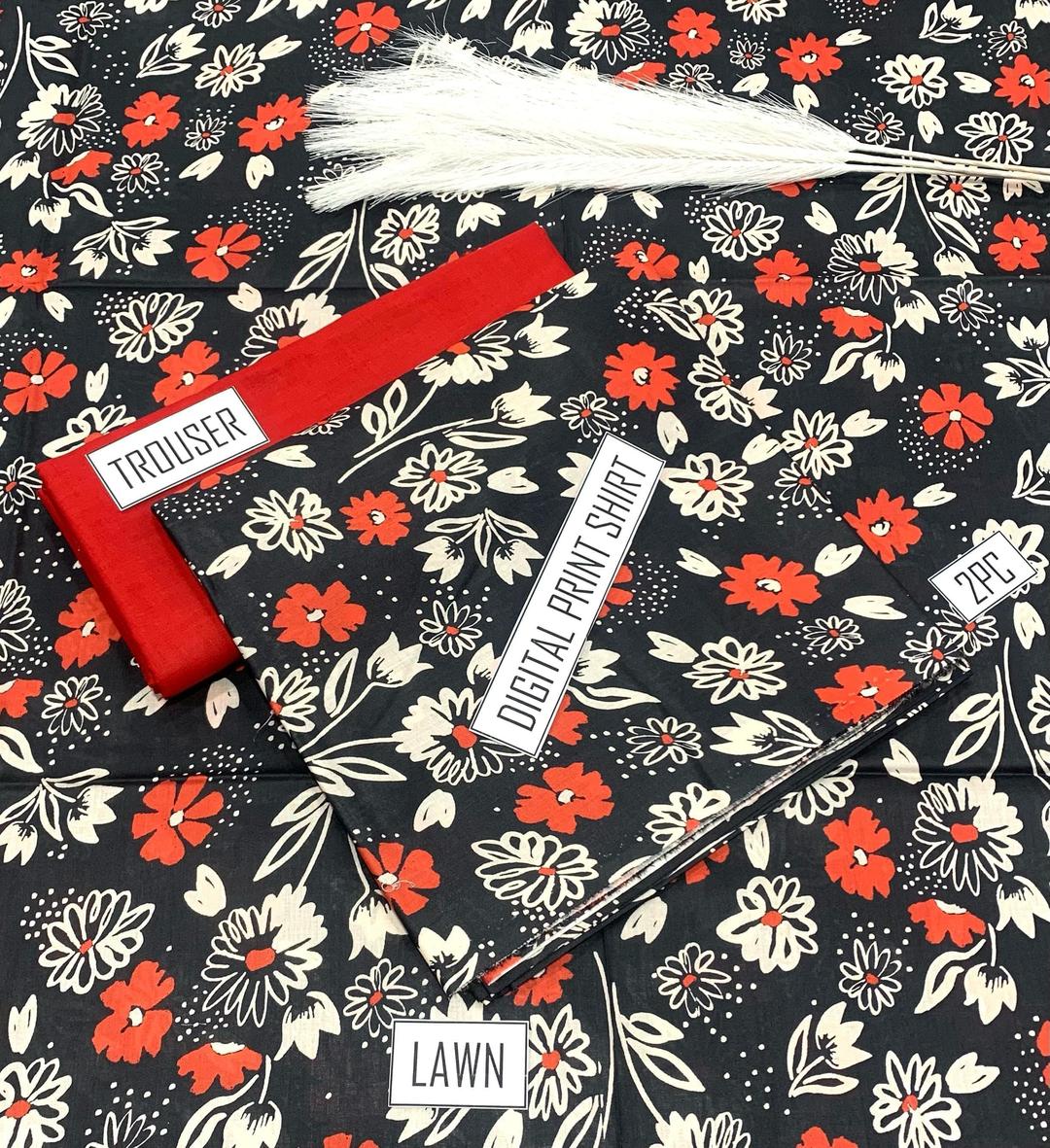 2 Pcs Women's Unstitched Digital Print Suit