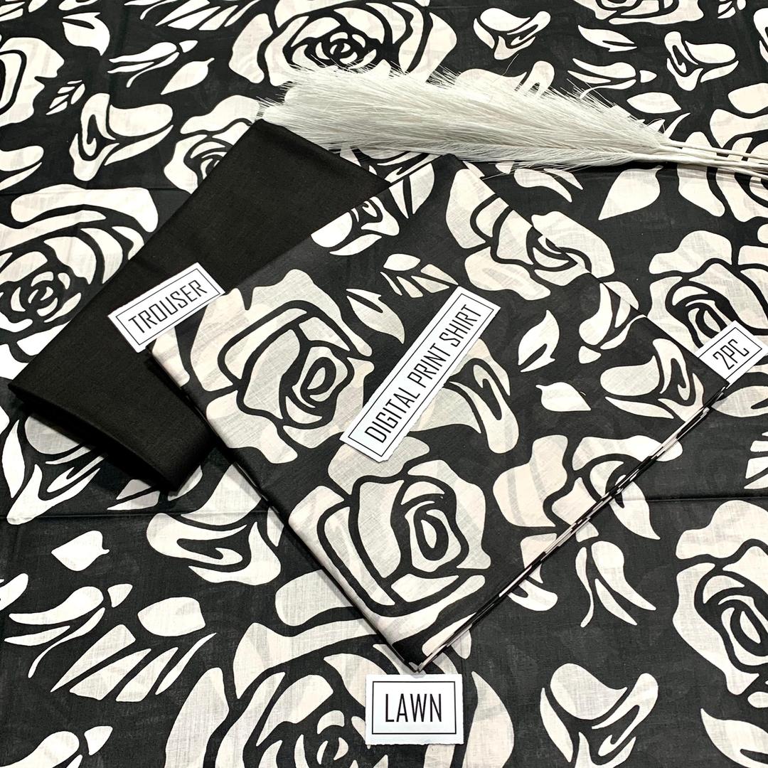 2 Pcs Women's Unstitched Digital Print Suit