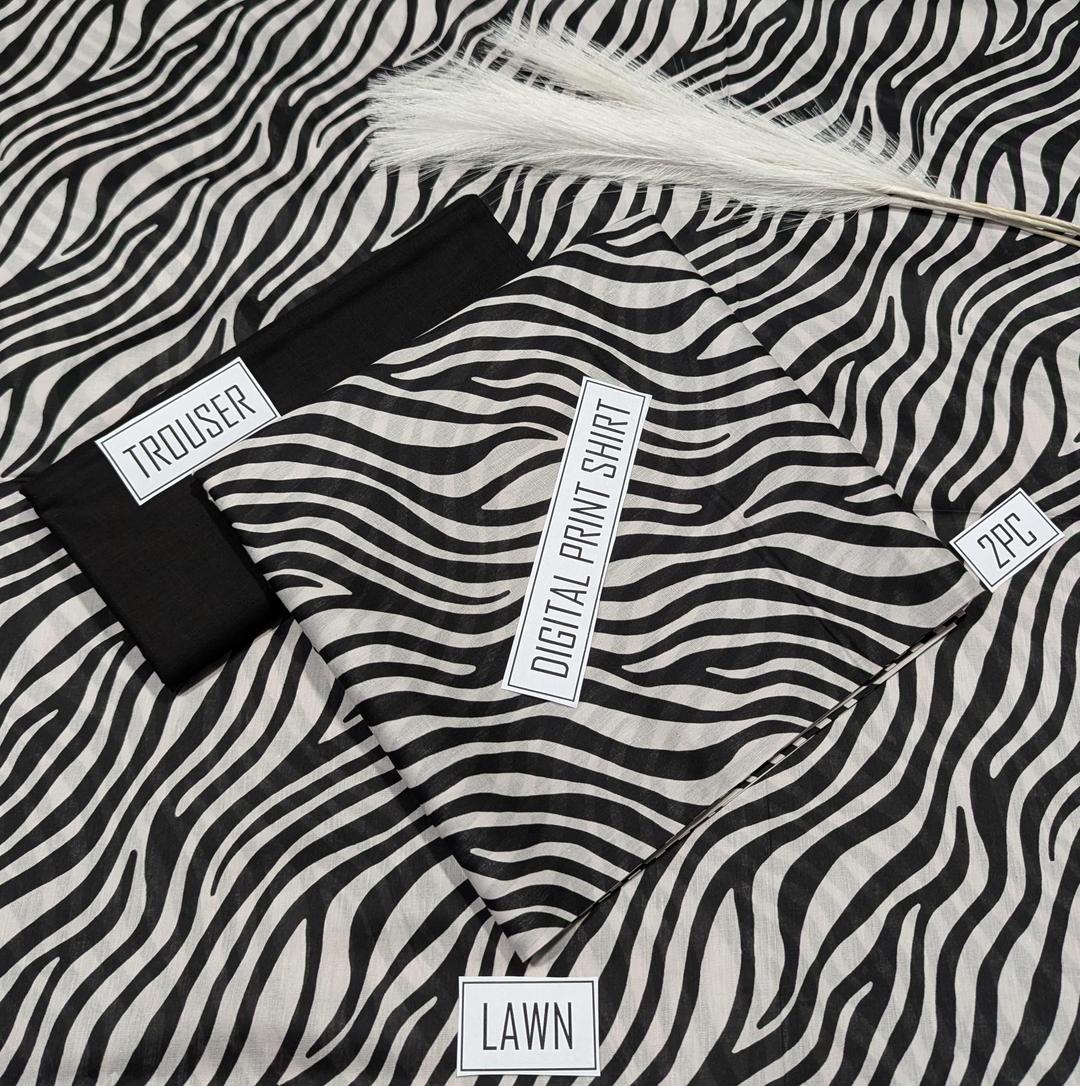 2 Pcs Women's Unstitched Digital Print Suit