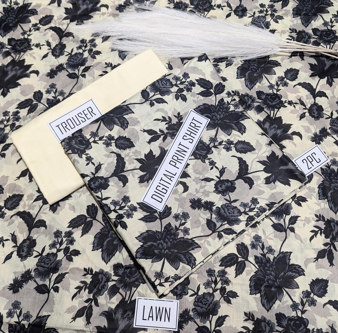 2 Pcs Women's Unstitched Digital Print Suit