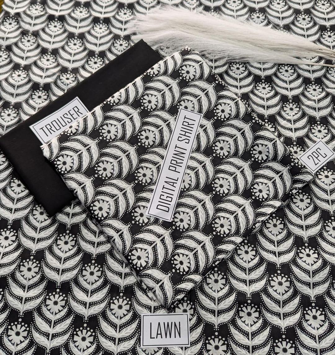 2 Pcs Women's Unstitched Digital Print Suit