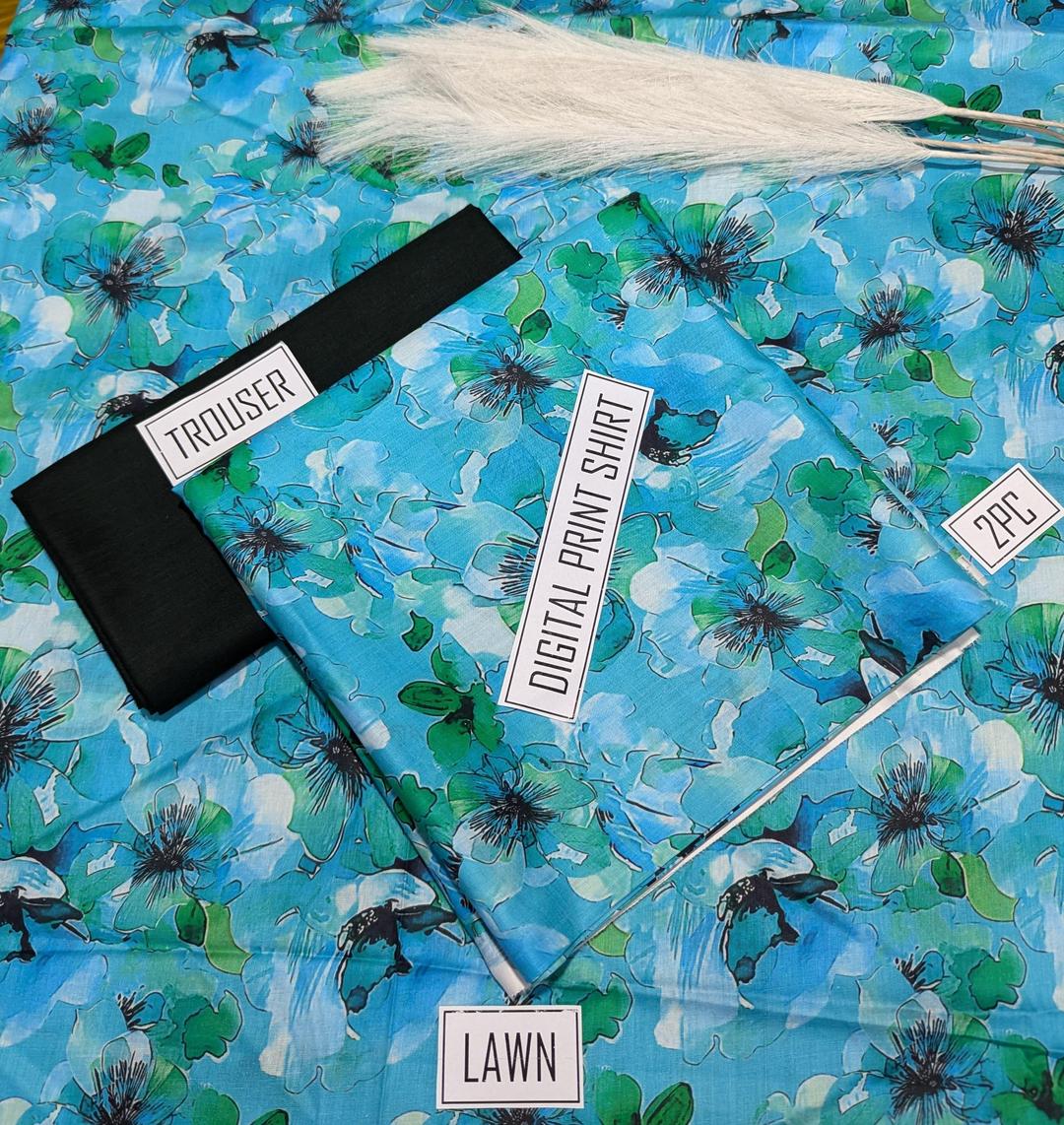 2 Pcs Women's Unstitched Digital Print Suit