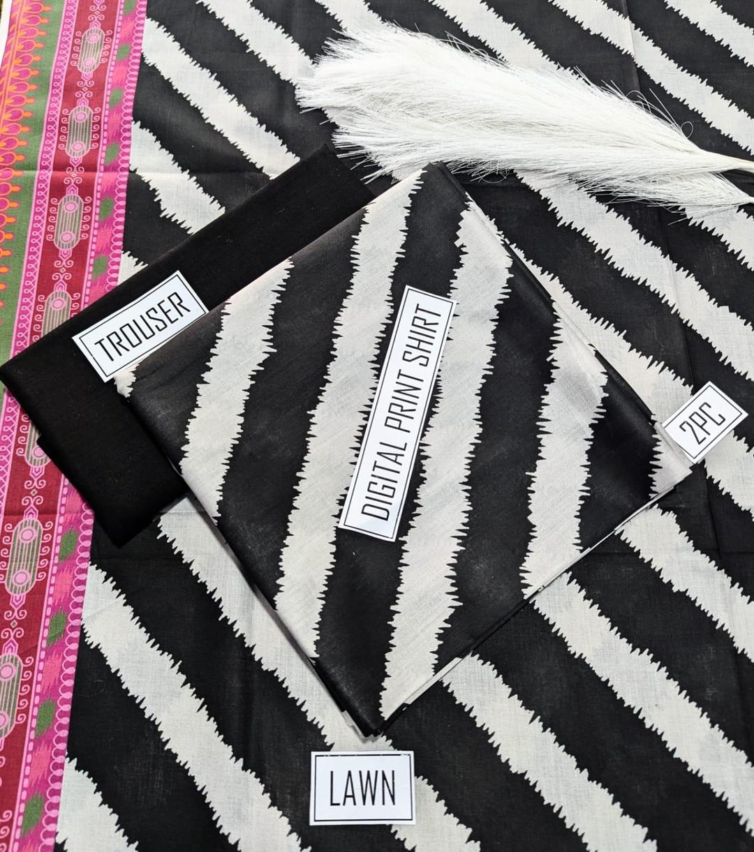 2 Pcs Women's Unstitched Digital Print Suit