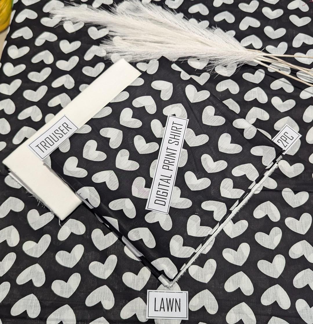 2 Pcs Women's Unstitched Digital Print Suit