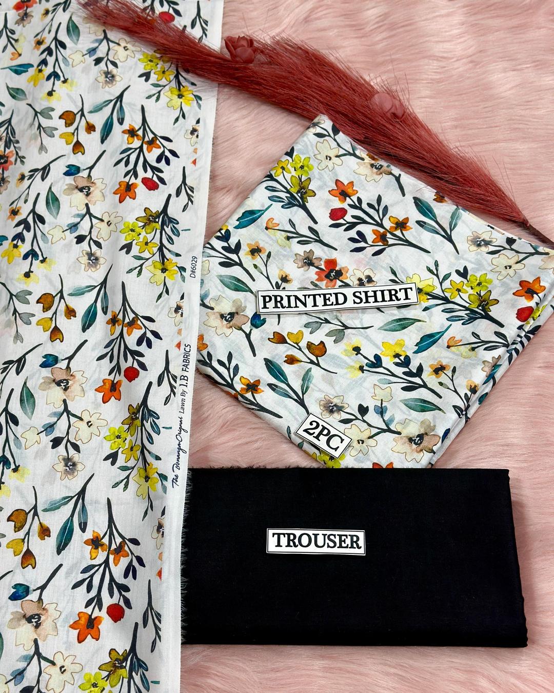 2 Pcs Women's Unstitched Digital Print Suit