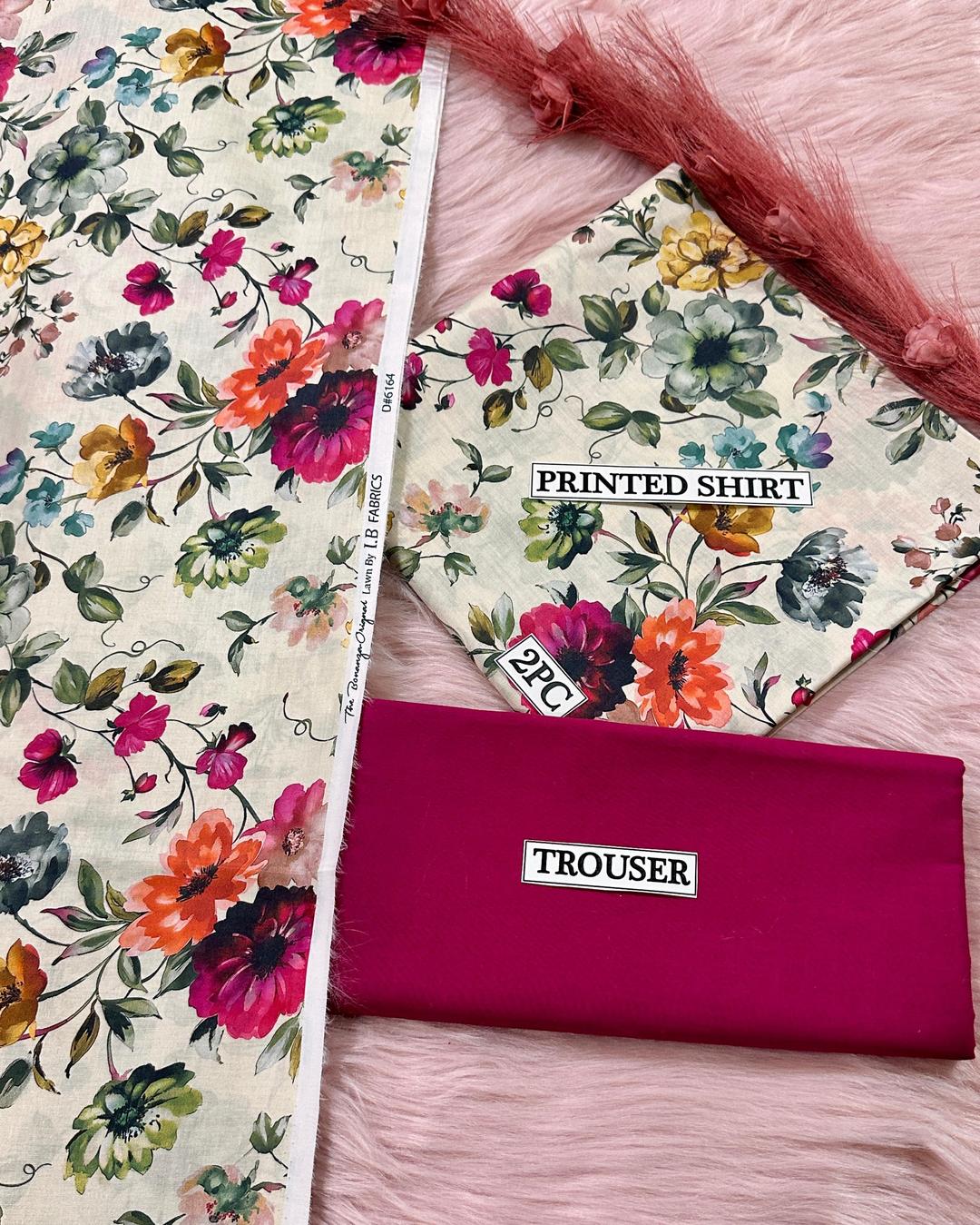 2 Pcs Women's Unstitched Digital Print Suit