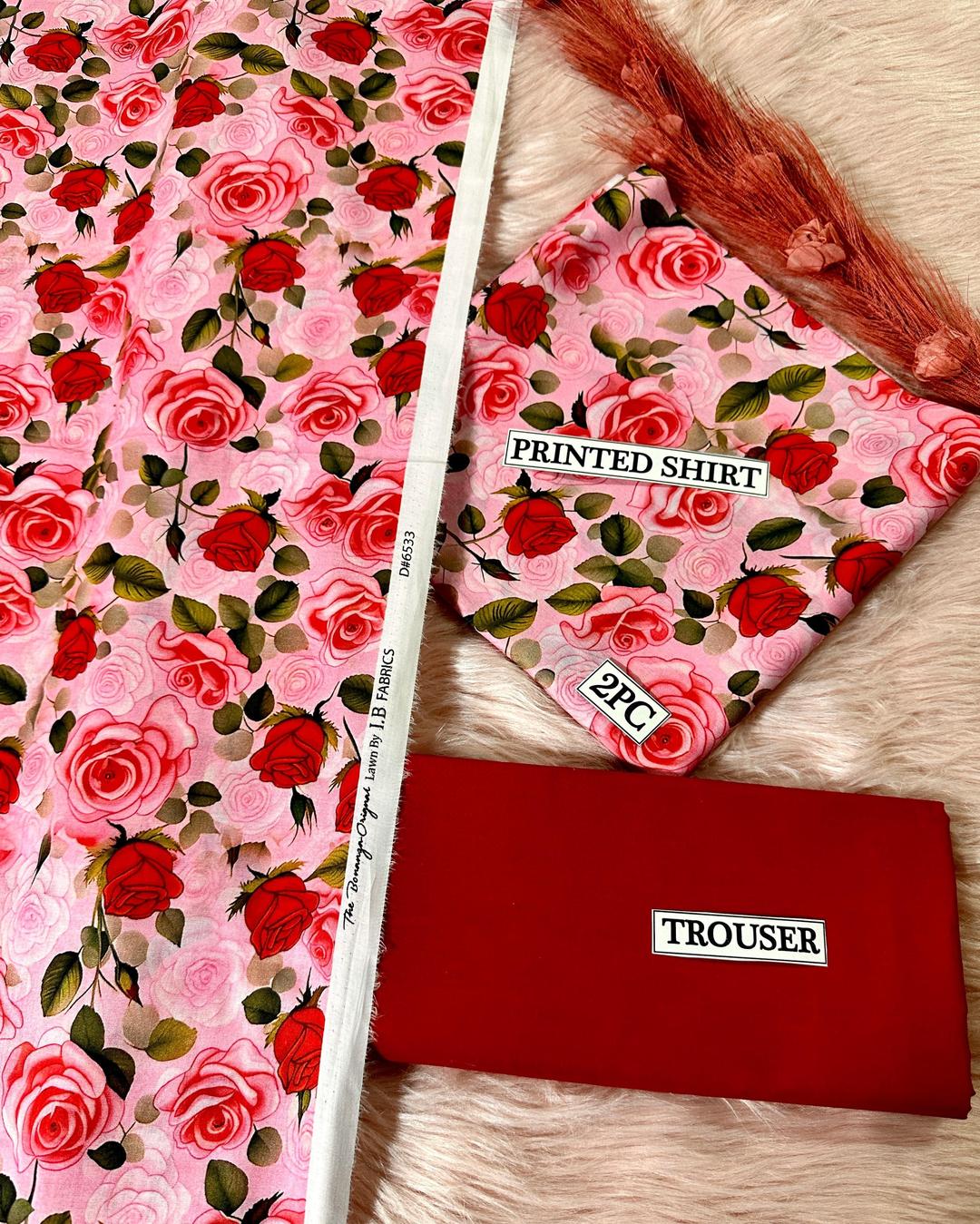 2 Pcs Women's Unstitched Digital Print Suit