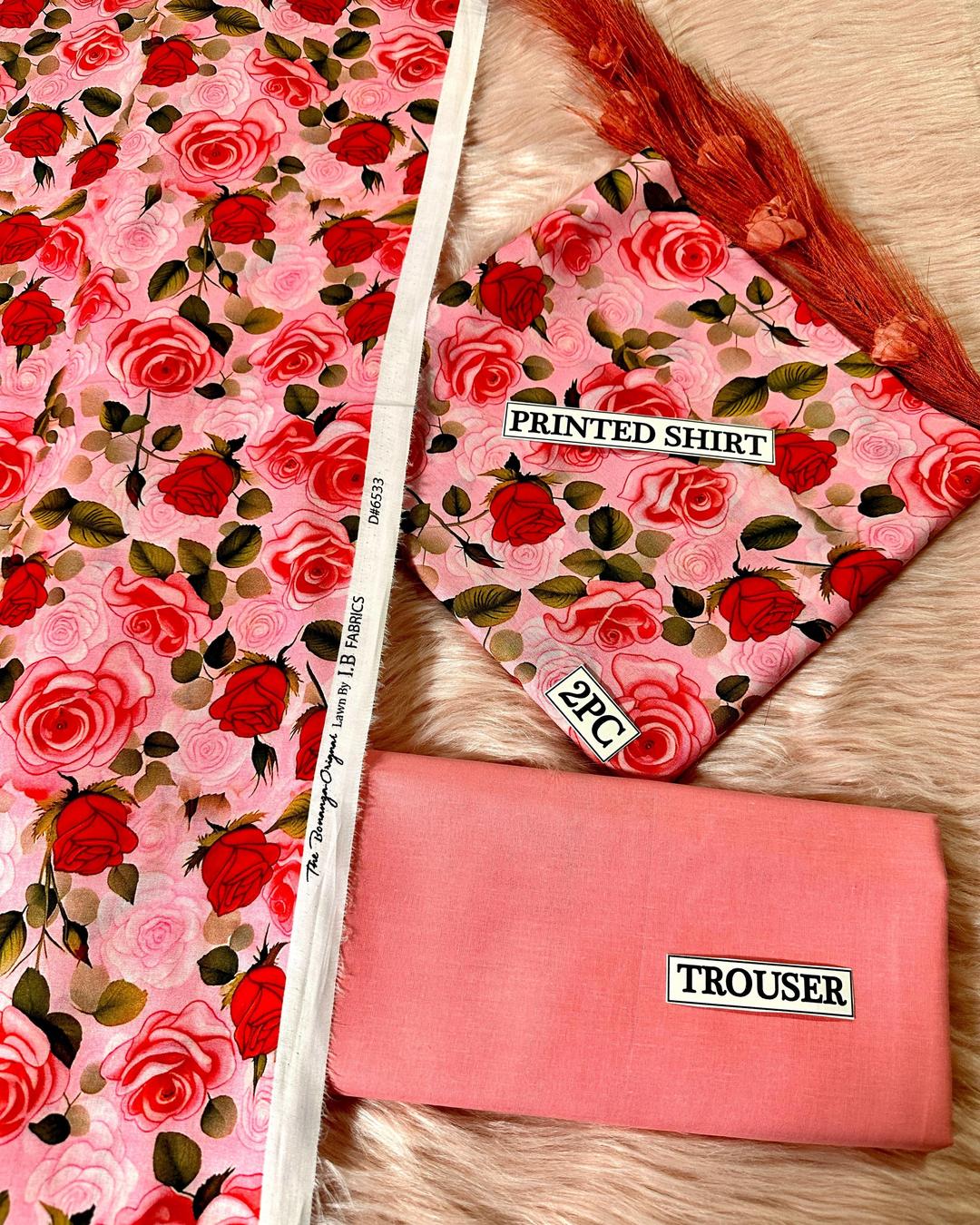 2 Pcs Women's Unstitched Digital Print Suit