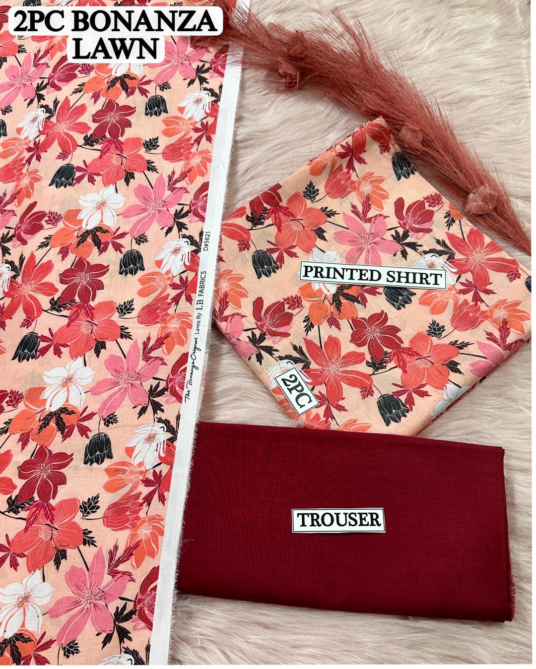 2 Pcs Women's Unstitched Digital Print Suit