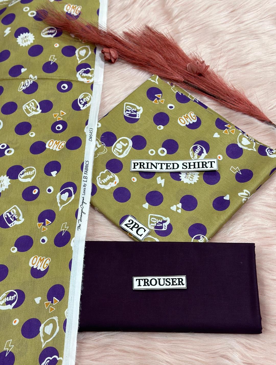 2 Pcs Women's Unstitched Digital Print Suit