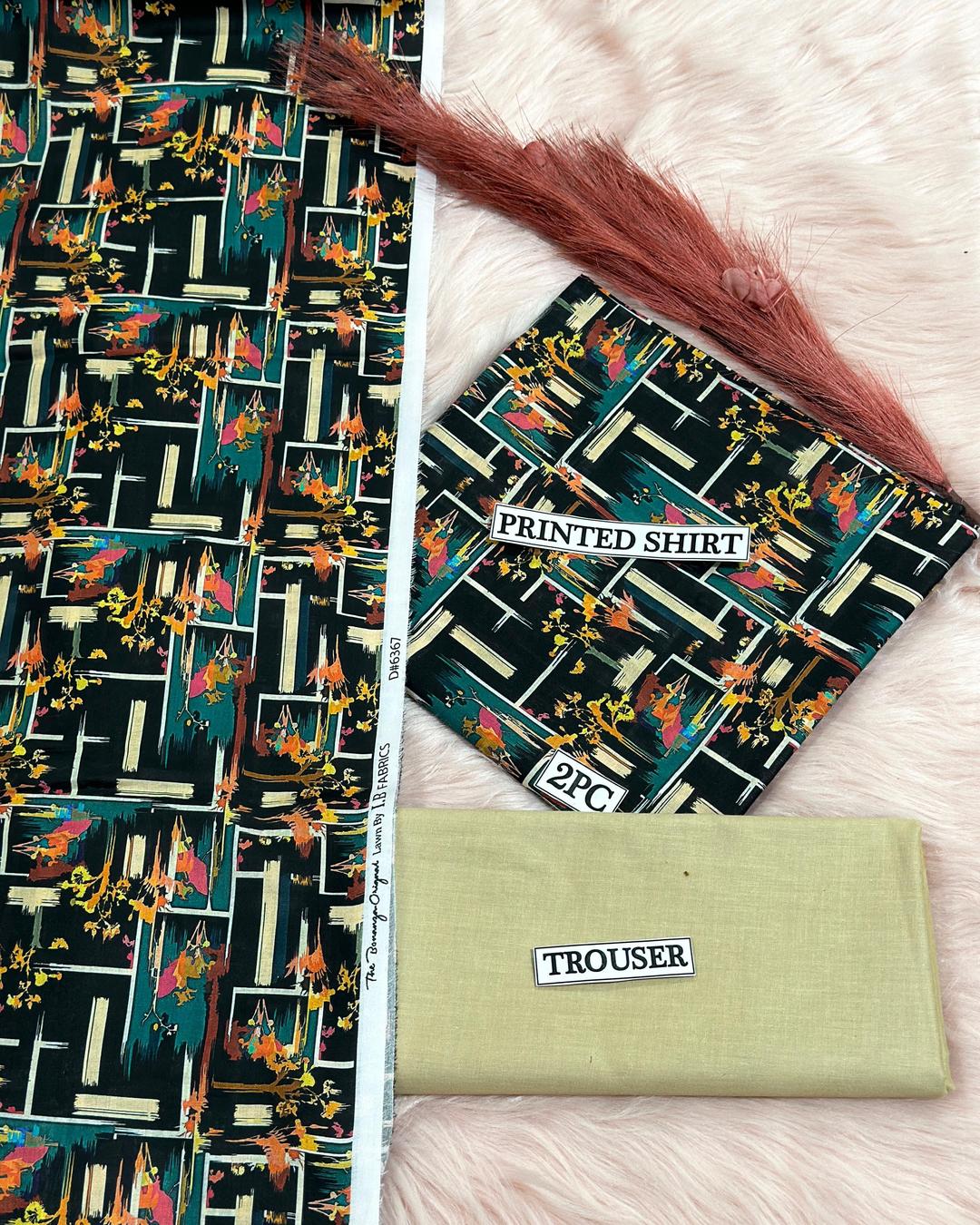 2 Pcs Women's Unstitched Digital Print Suit