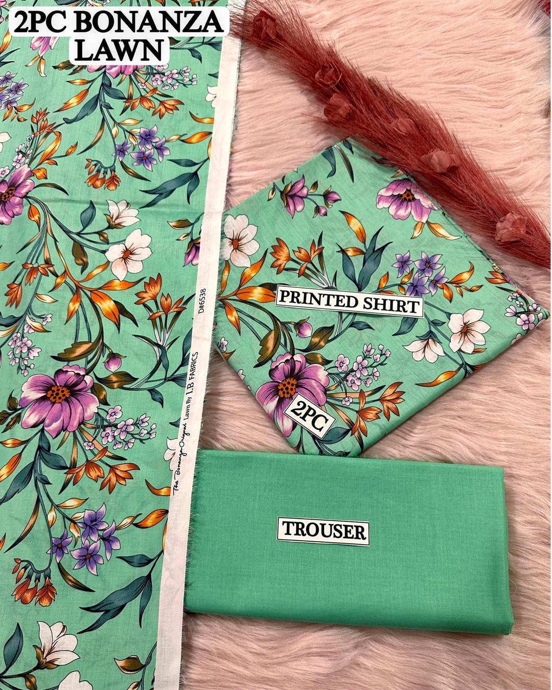 2 Pcs Women's Unstitched Digital Print Suit