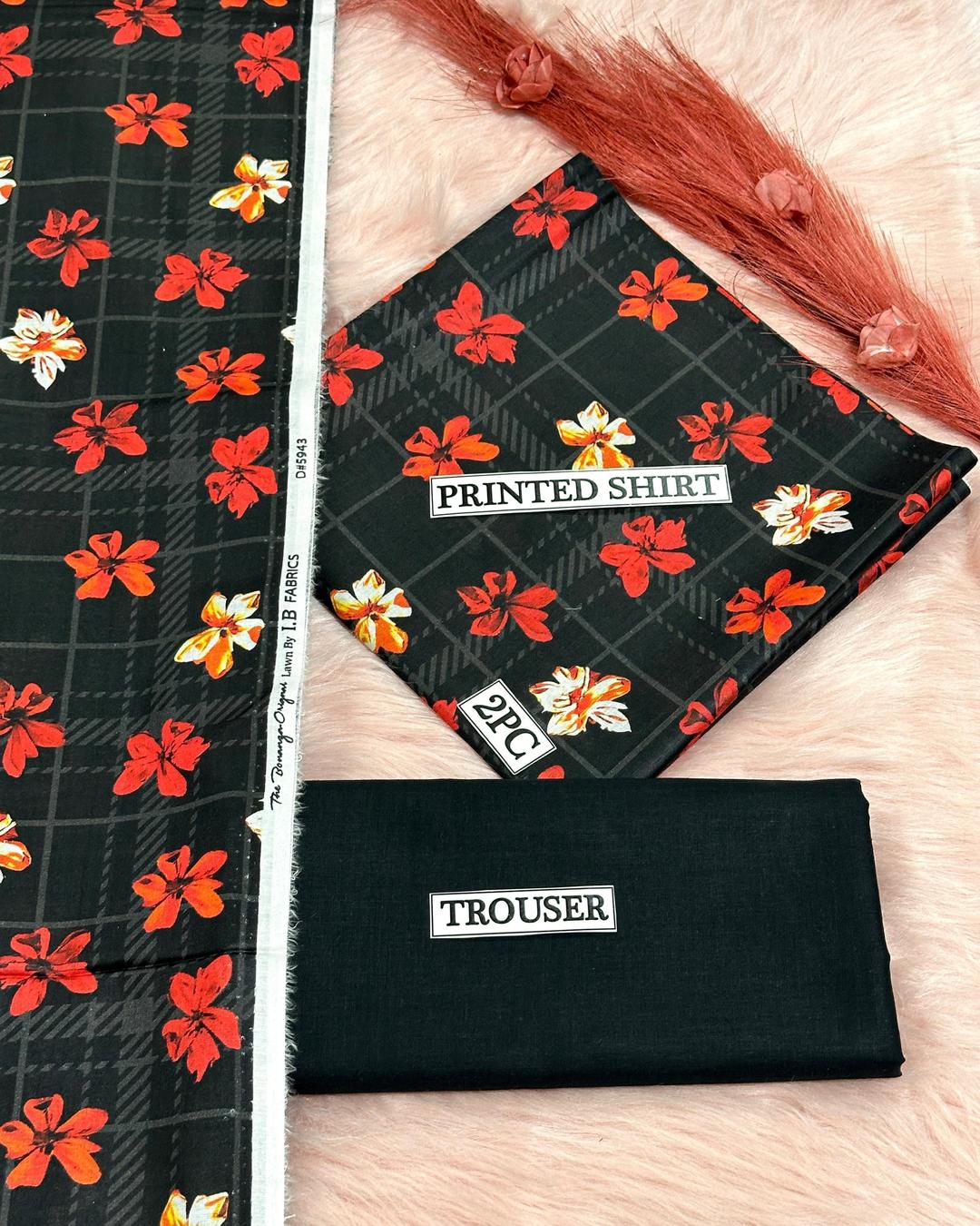 2 Pcs Women's Unstitched Digital Print Suit