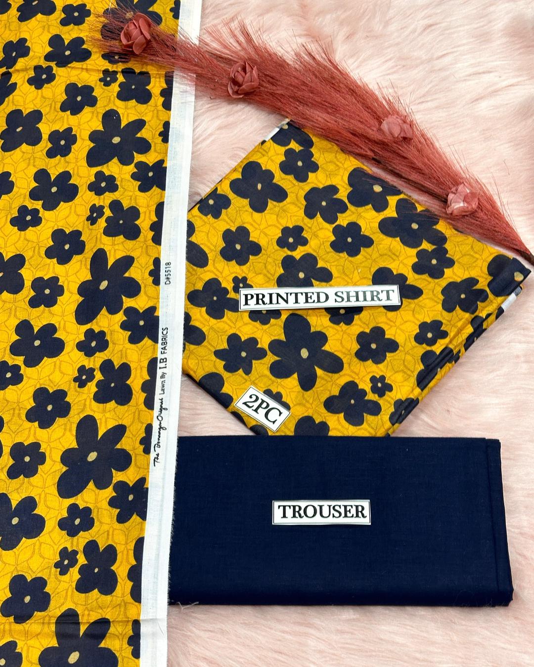 2 Pcs Women's Unstitched Digital Print Suit