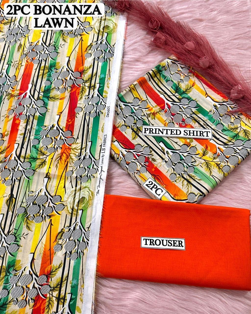 2 Pcs Women's Unstitched Digital Print Suit