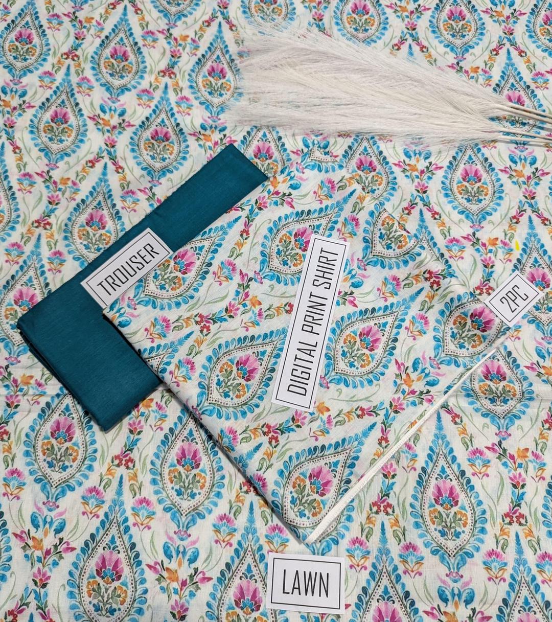 2 Pcs Women's Unstitched Digital Print Suit