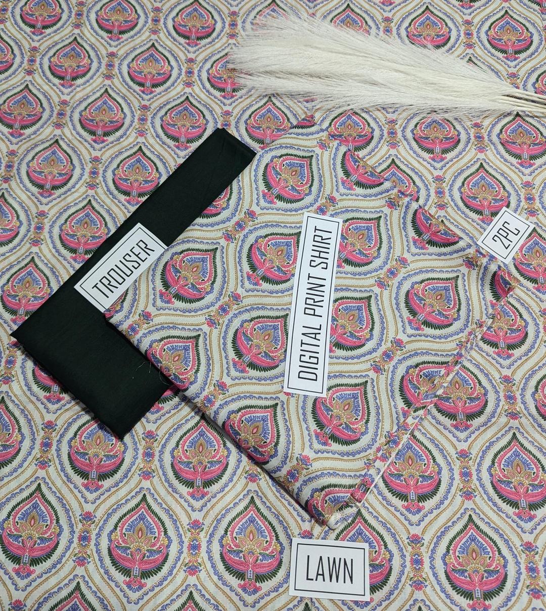 2 Pcs Women's Unstitched Digital Print Suit