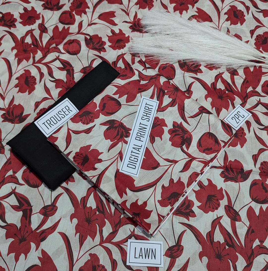 2 Pcs Women's Unstitched Digital Print Suit