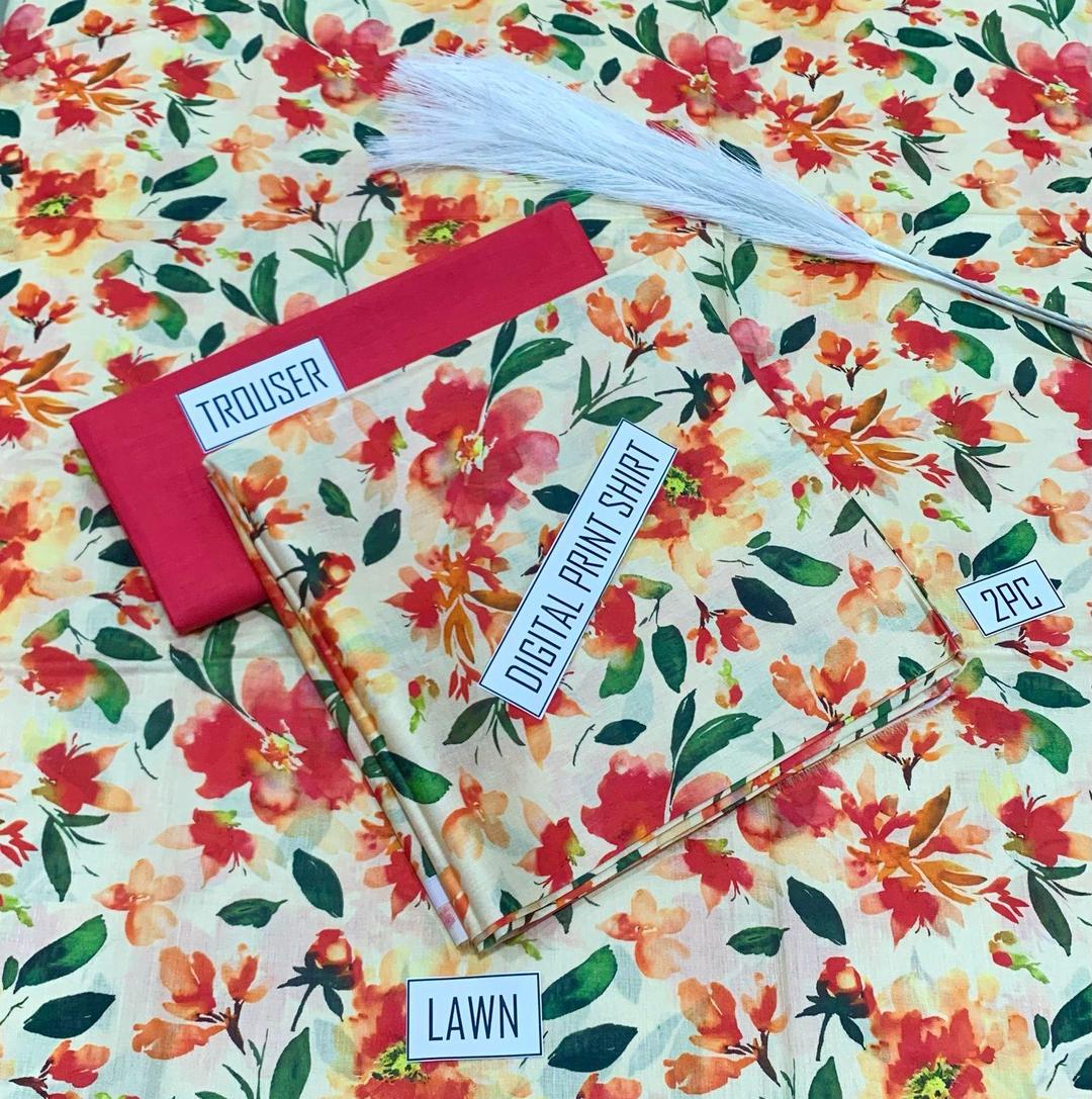 2 Pcs Women's Unstitched Digital Print Suit