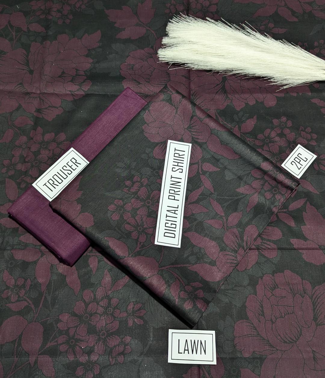 2 Pcs Women's Unstitched Digital Print Suit