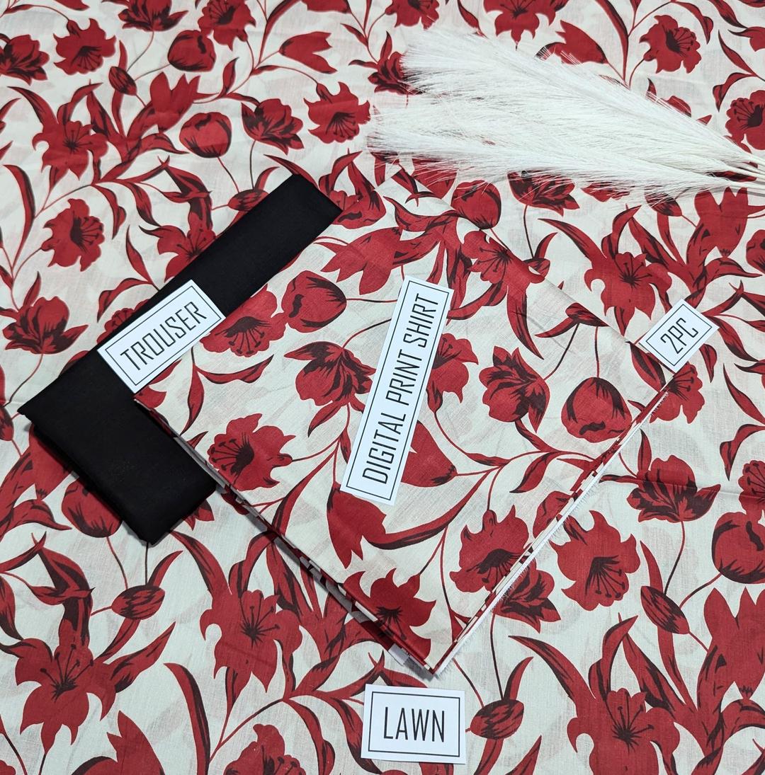 2 Pcs Women's Unstitched Digital Print Suit