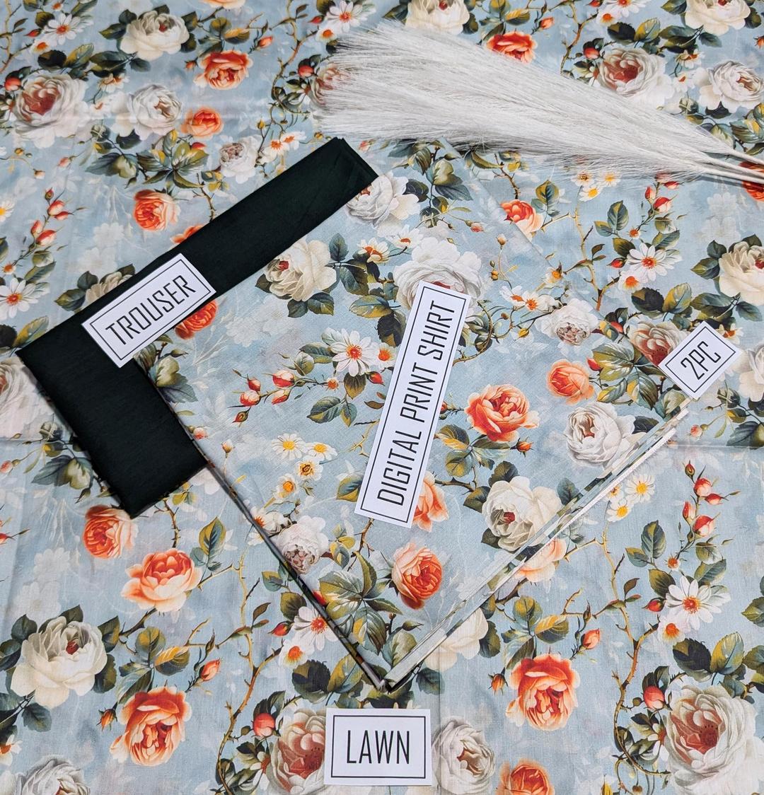 2 Pcs Women's Unstitched Digital Print Suit