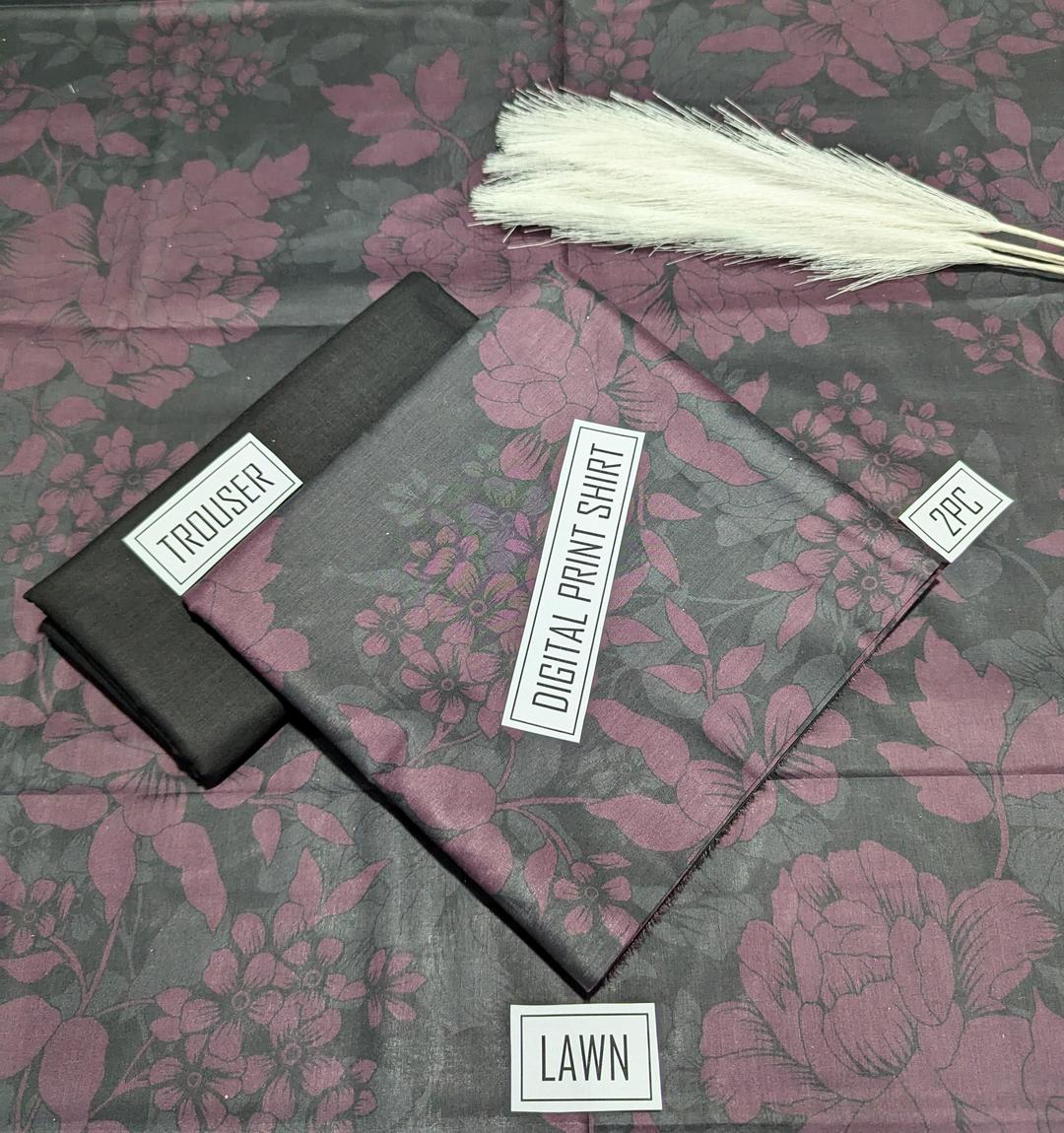 2 Pcs Women's Unstitched Digital Print Suit