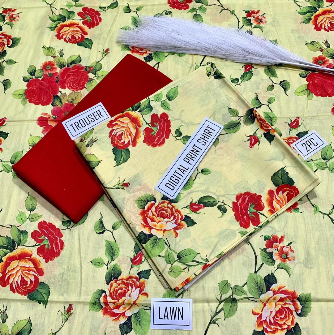 2 Pcs Women's Unstitched Digital Print Suit