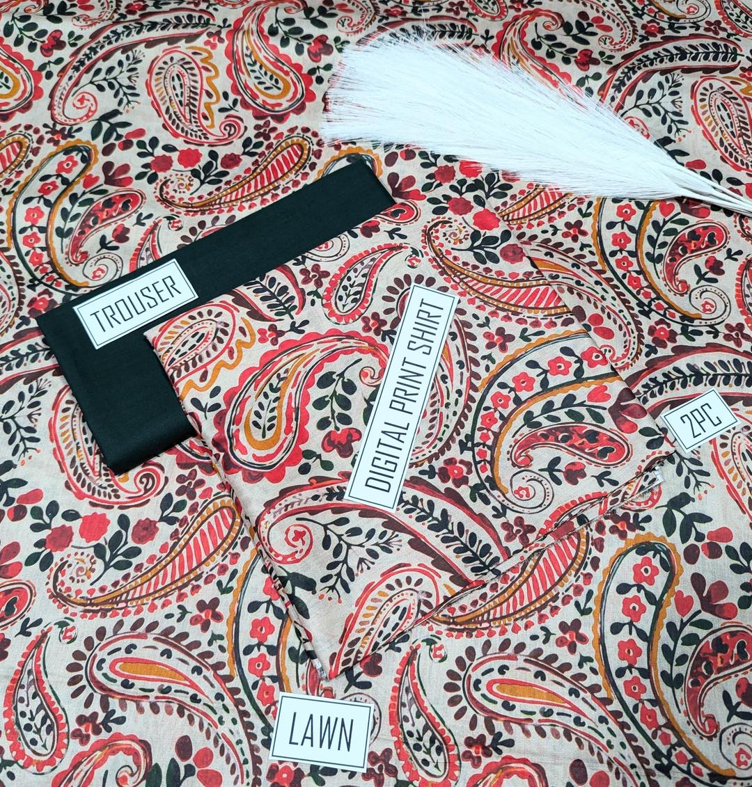 2 Pcs Women's Unstitched Digital Print Suit