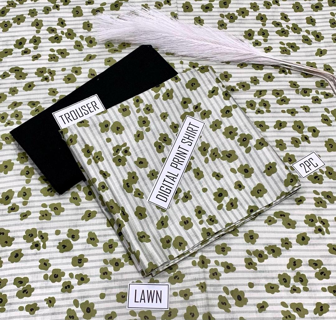 2 Pcs Women's Unstitched Digital Print Suit