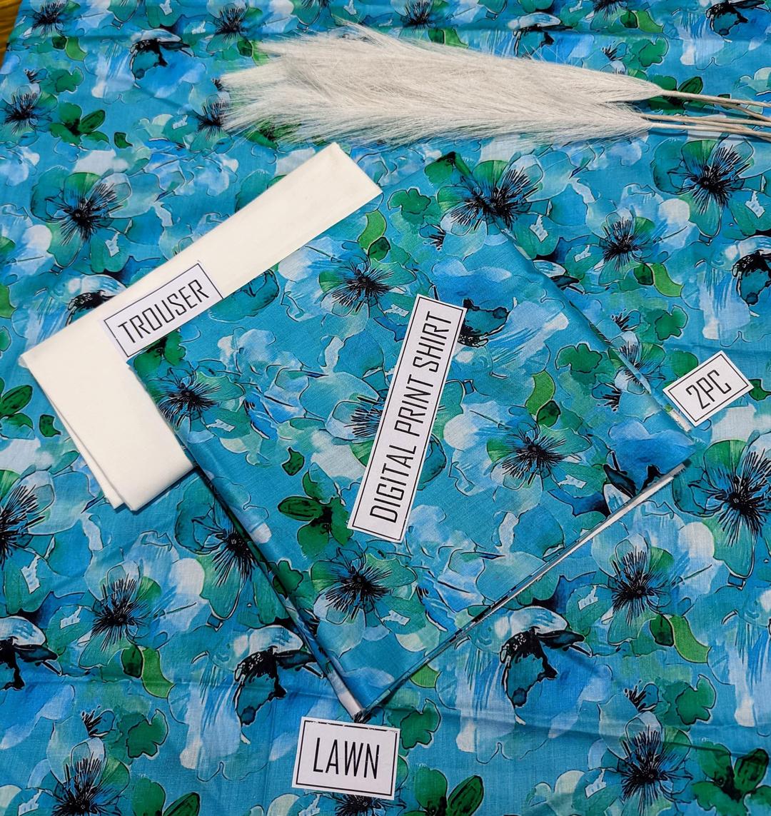 2 Pcs Women's Unstitched Digital Print Suit