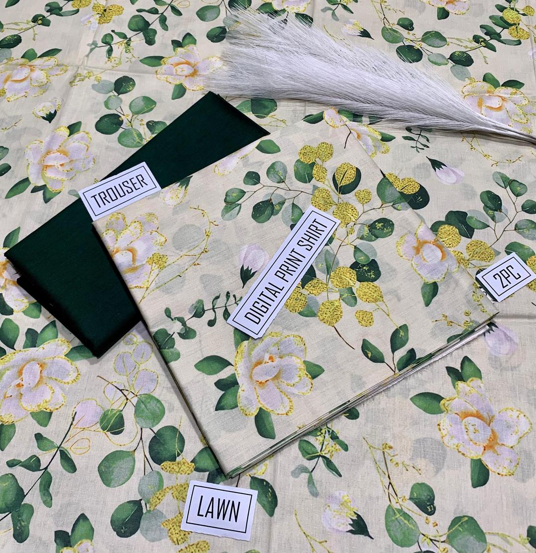 2 Pcs Women's Unstitched Digital Print Suit