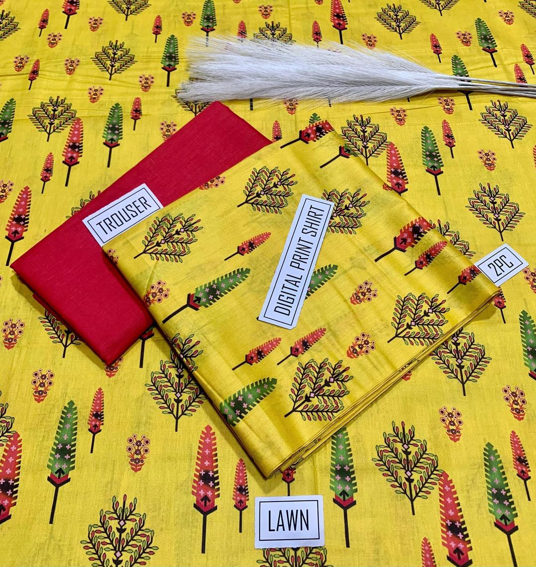 2 Pcs Women's Unstitched Digital Print Suit