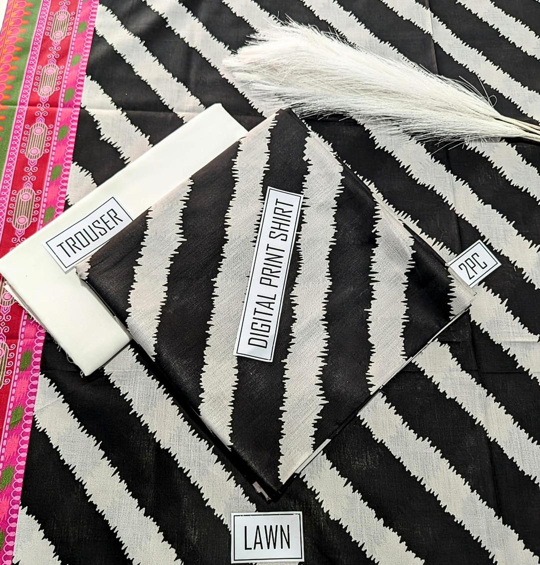 2 Pcs Women's Unstitched Digital Print Suit