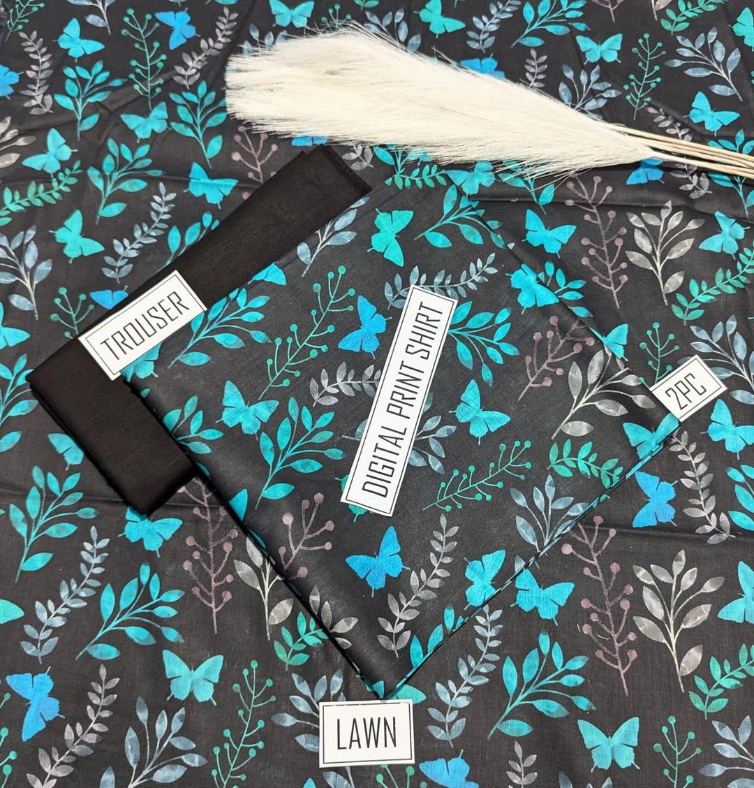 2 Pcs Women's Unstitched Digital Print Suit