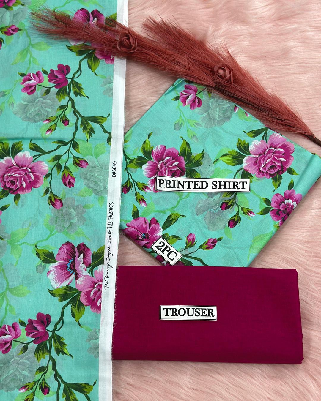 2 Pcs Women's Unstitched Digital Print Suit