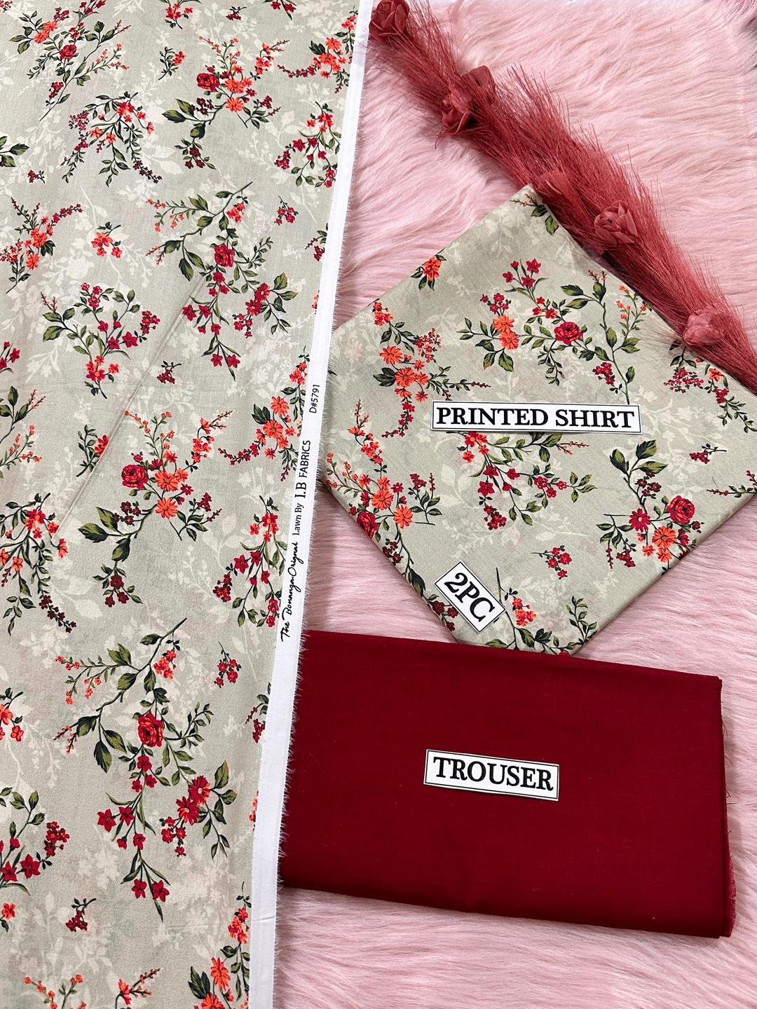 2 Pcs Women's Unstitched Digital Print Suit