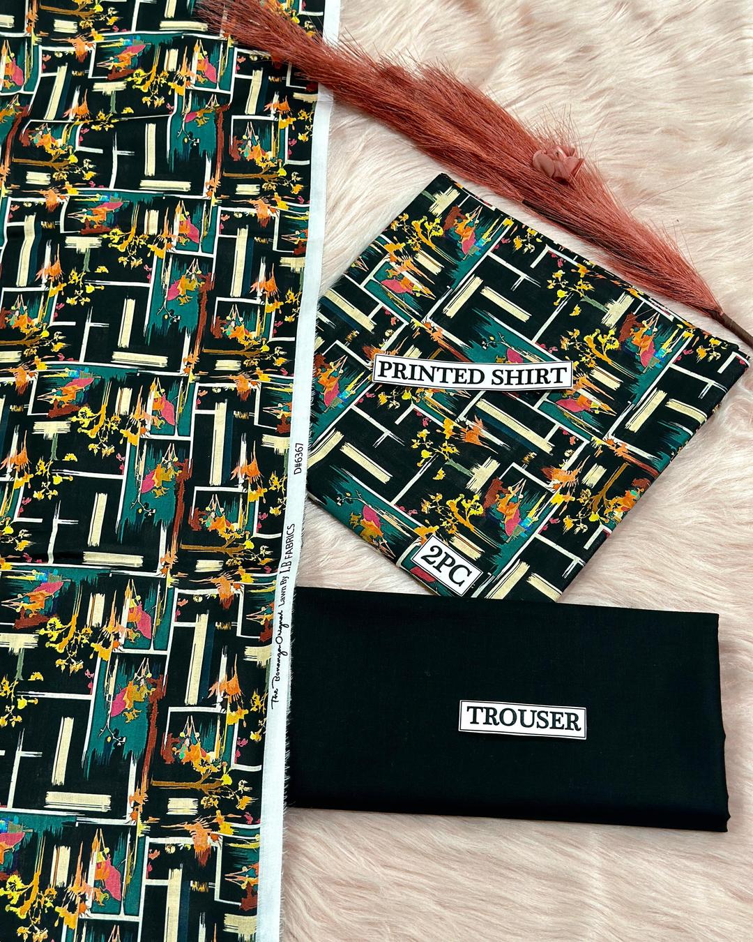 2 Pcs Women's Unstitched Digital Print Suit