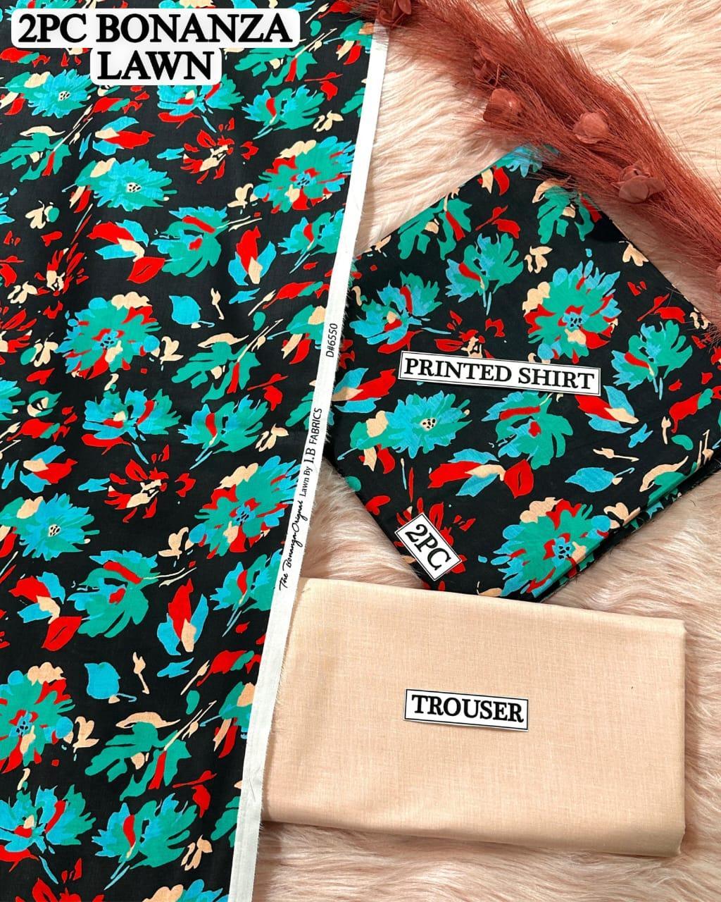 2 Pcs Women's Unstitched Digital Print Suit