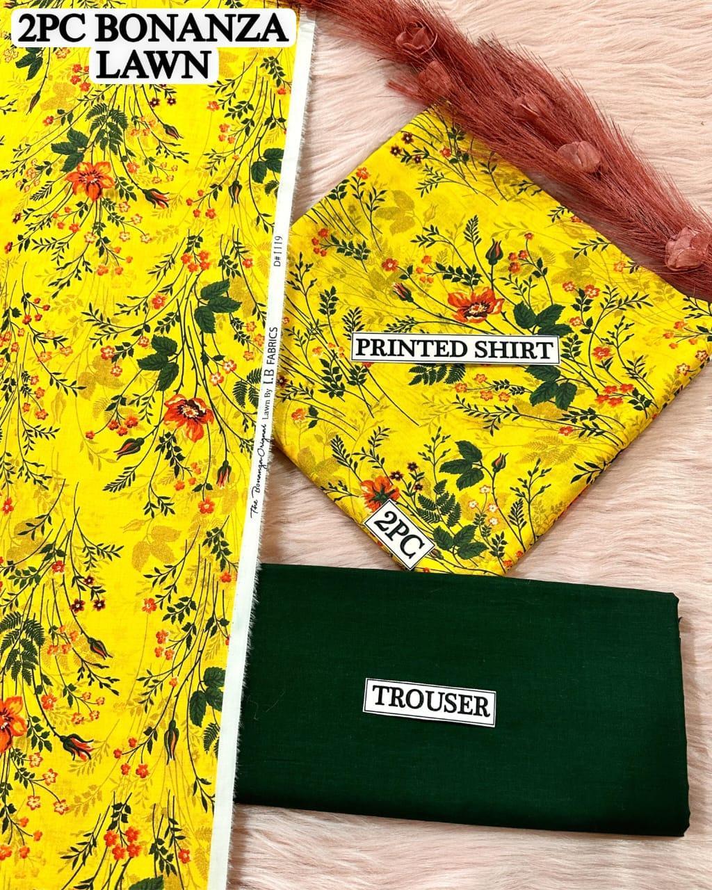 2 Pcs Women's Unstitched Digital Print Suit