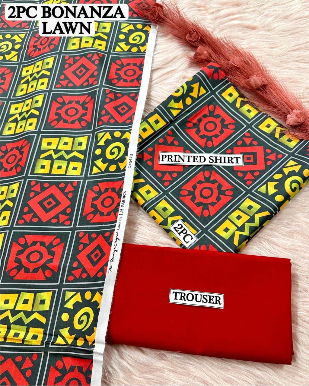 2 Pcs Women's Unstitched Digital Print Suit