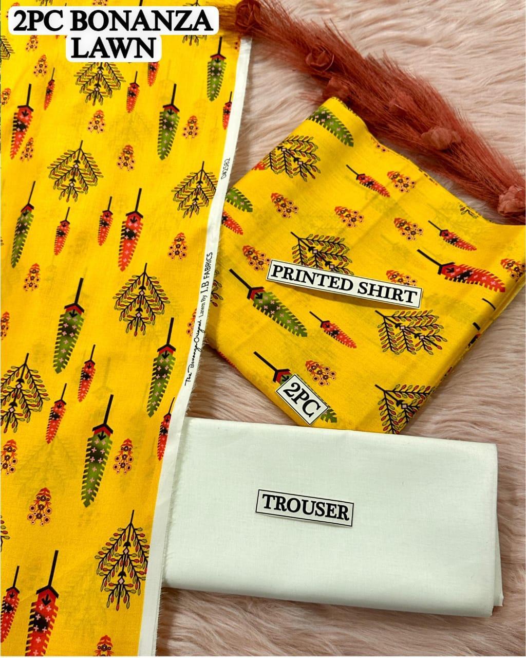 2 Pcs Women's Unstitched Digital Print Suit