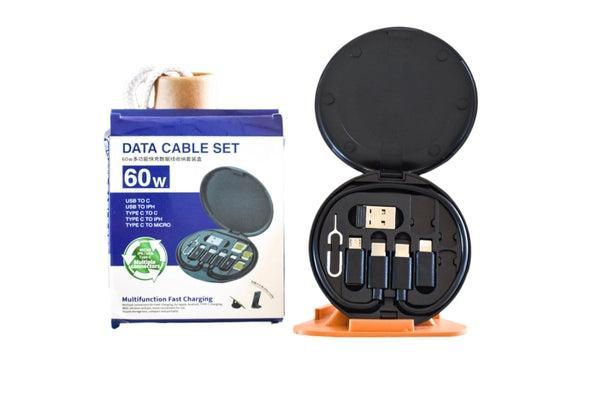 Multifunctional 60W Fast Charging Data Cable Set – All-in-One USB Cable Kit for Android & iPhone 