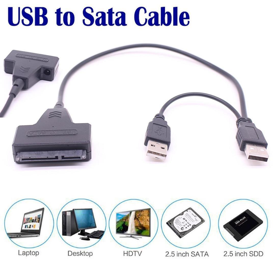 USB 2.0 to SATA 2.5" HDD/SSD Adapter Cable – External Drive Converter 