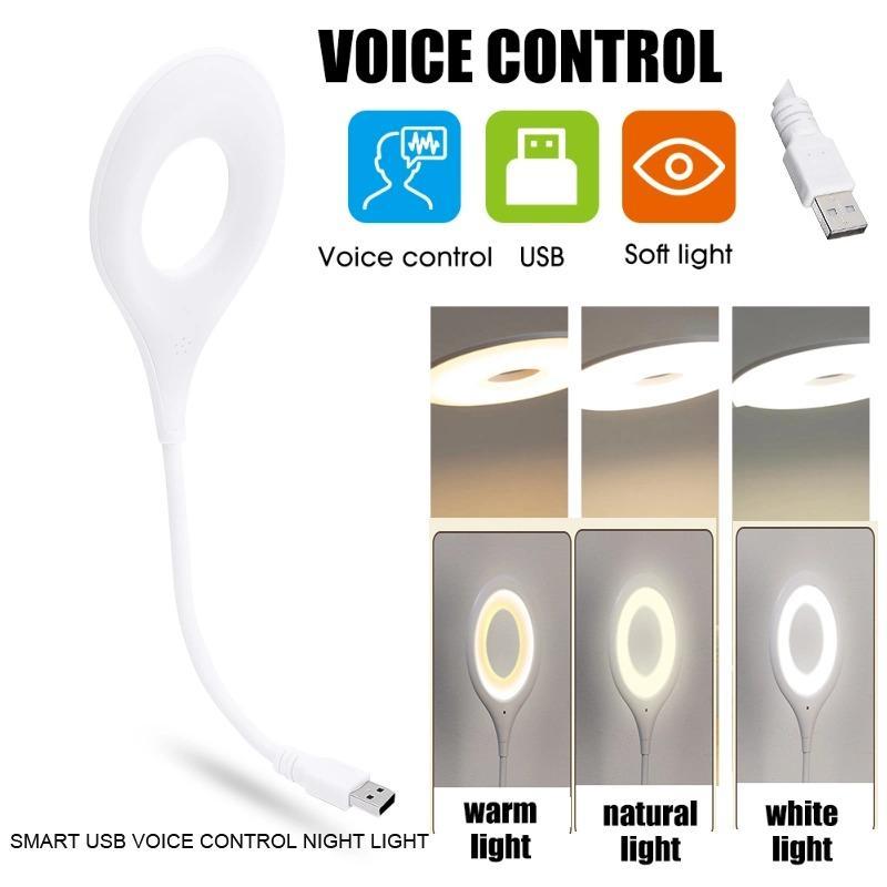 LK-50 Foldable USB Smart Night Light – Voice Control LED Lamp | 360° Adjustable Desk Light