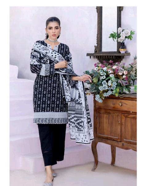 3 Pcs Women's Unstitched Printed Suit