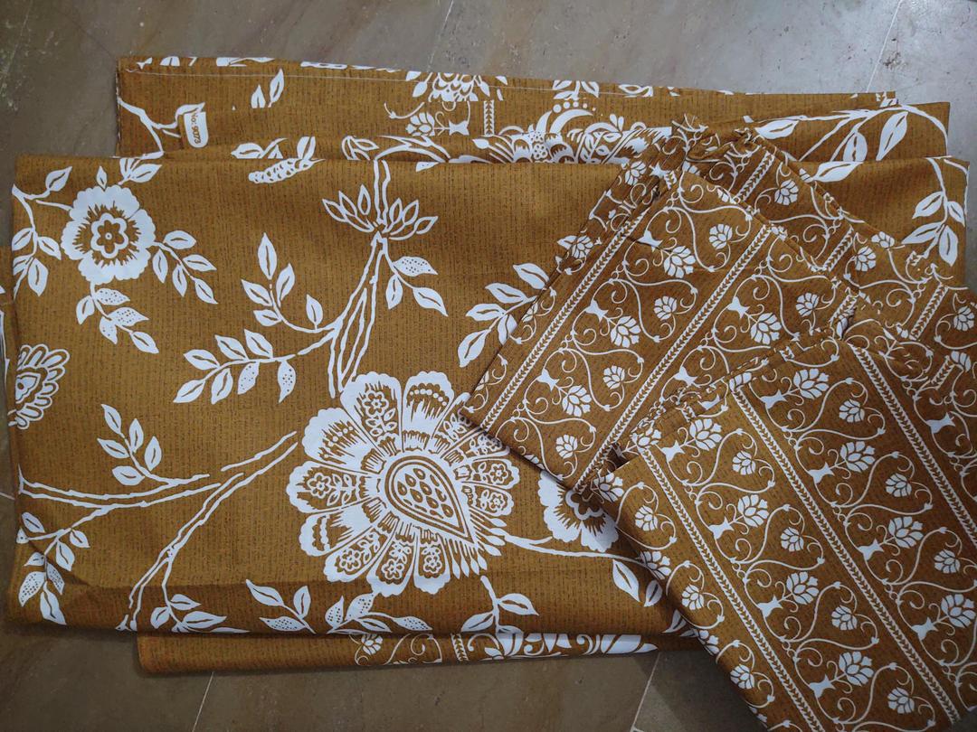 3 Pcs Cotton Printed Double Bedsheet
