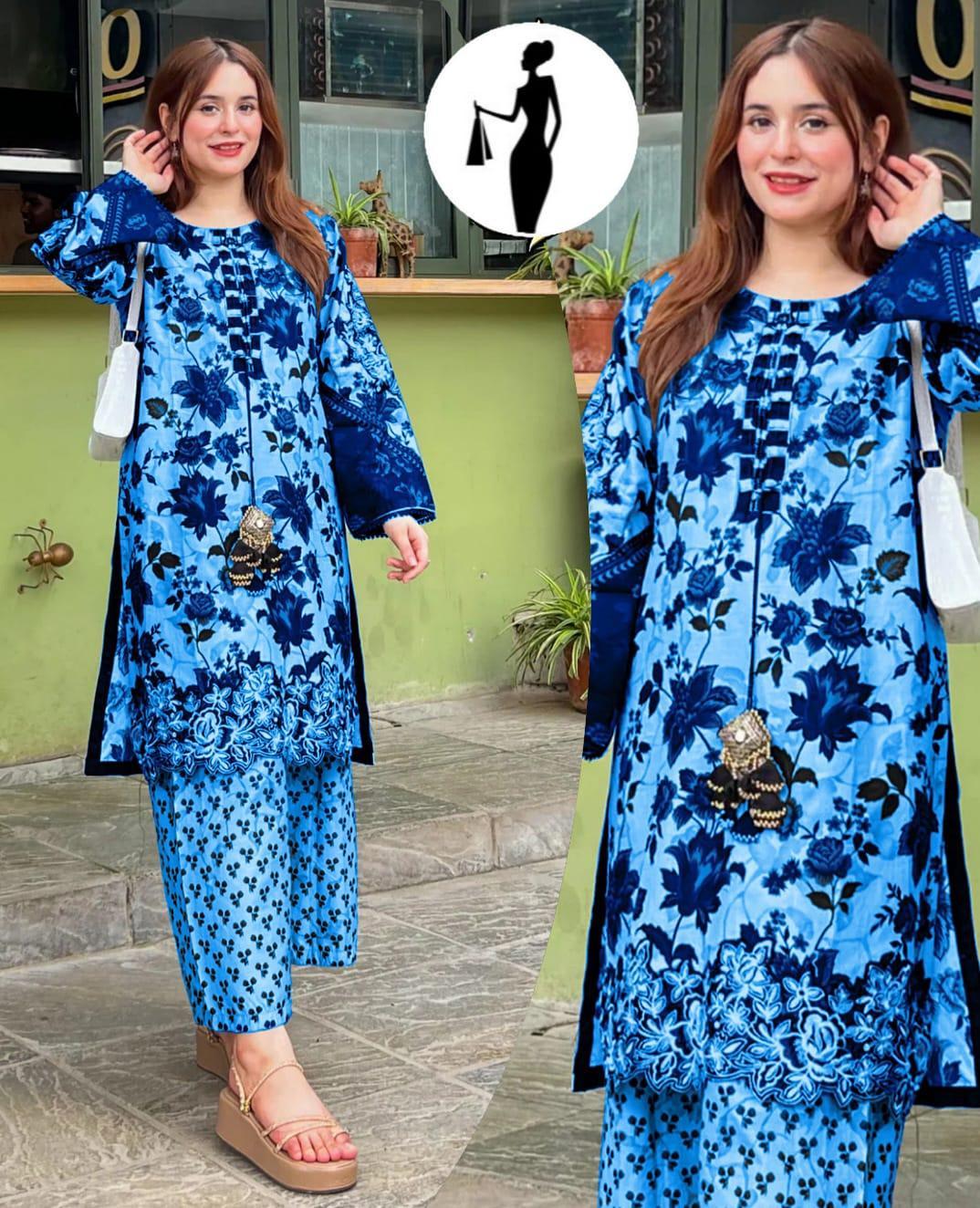 3 Pcs Women's Stitched Printed Suit